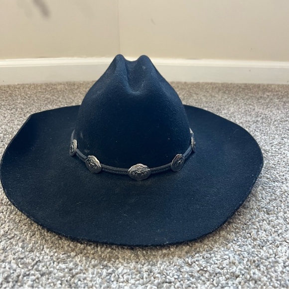 Resistol Black XX Wool Black Cowboy Western Hat Made in USA, 55, 6 7/8 - Picture 3 of 10